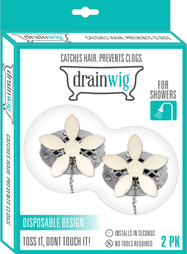 DrainWig Ocean Design for Showers- 1 Year's Supply (5 DrainWigs) 