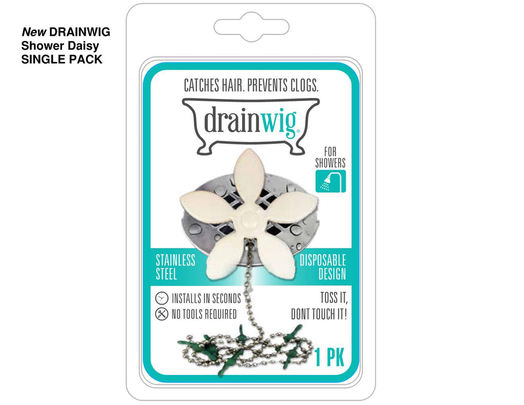 New - Metallic Daisy Design for Showers- 1 Year's Supply (5 DrainWigs)