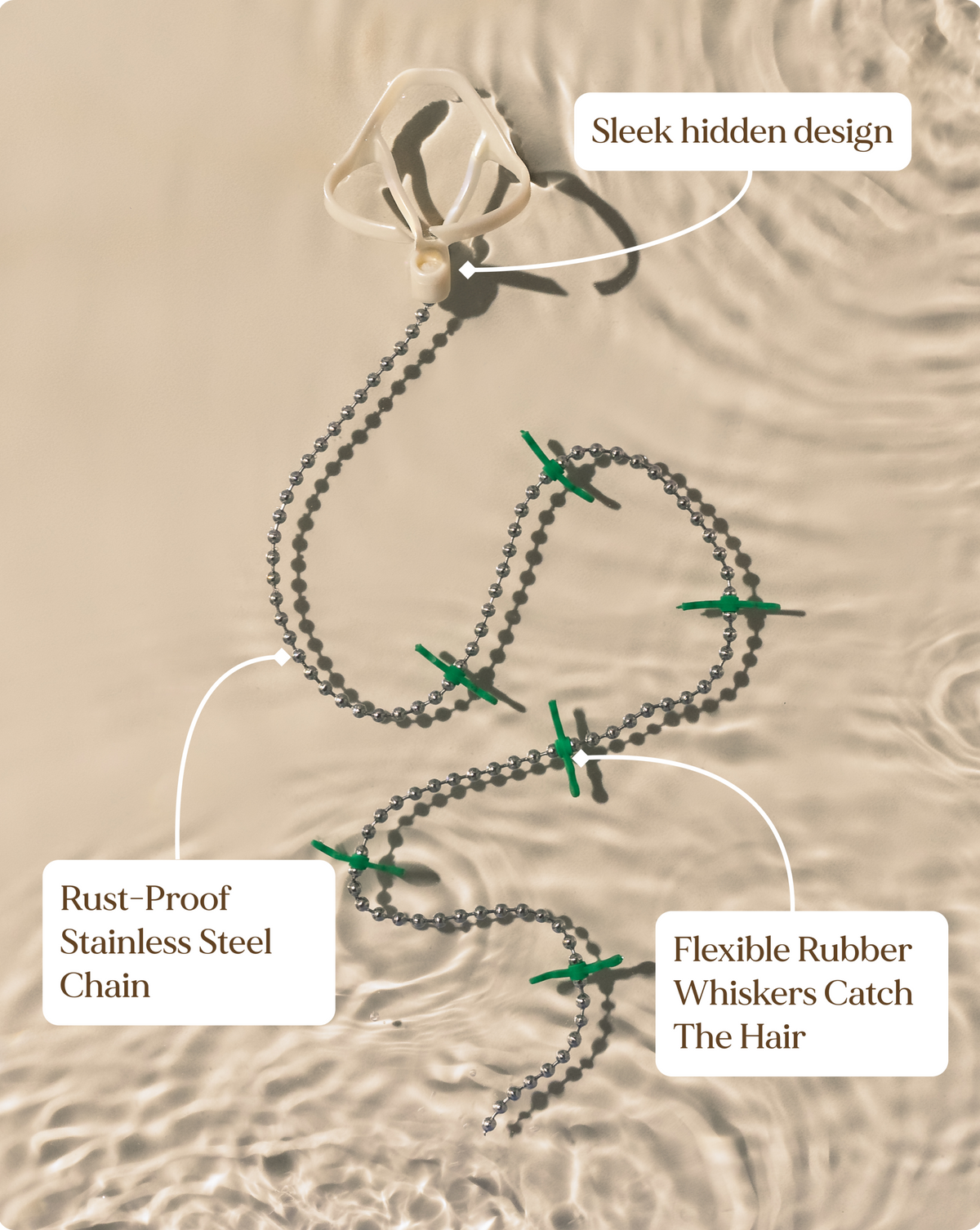DrainWig hair catcher for bathtub with descriptions